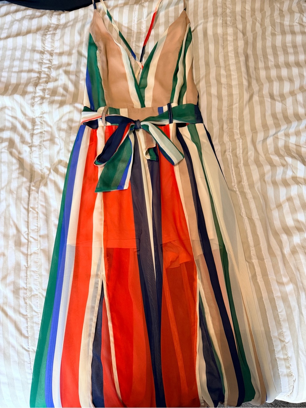 Striped Multi-Color V-Neck Jumpsuit